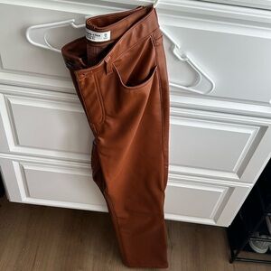 Abercrombie brown leather 90s straight pants